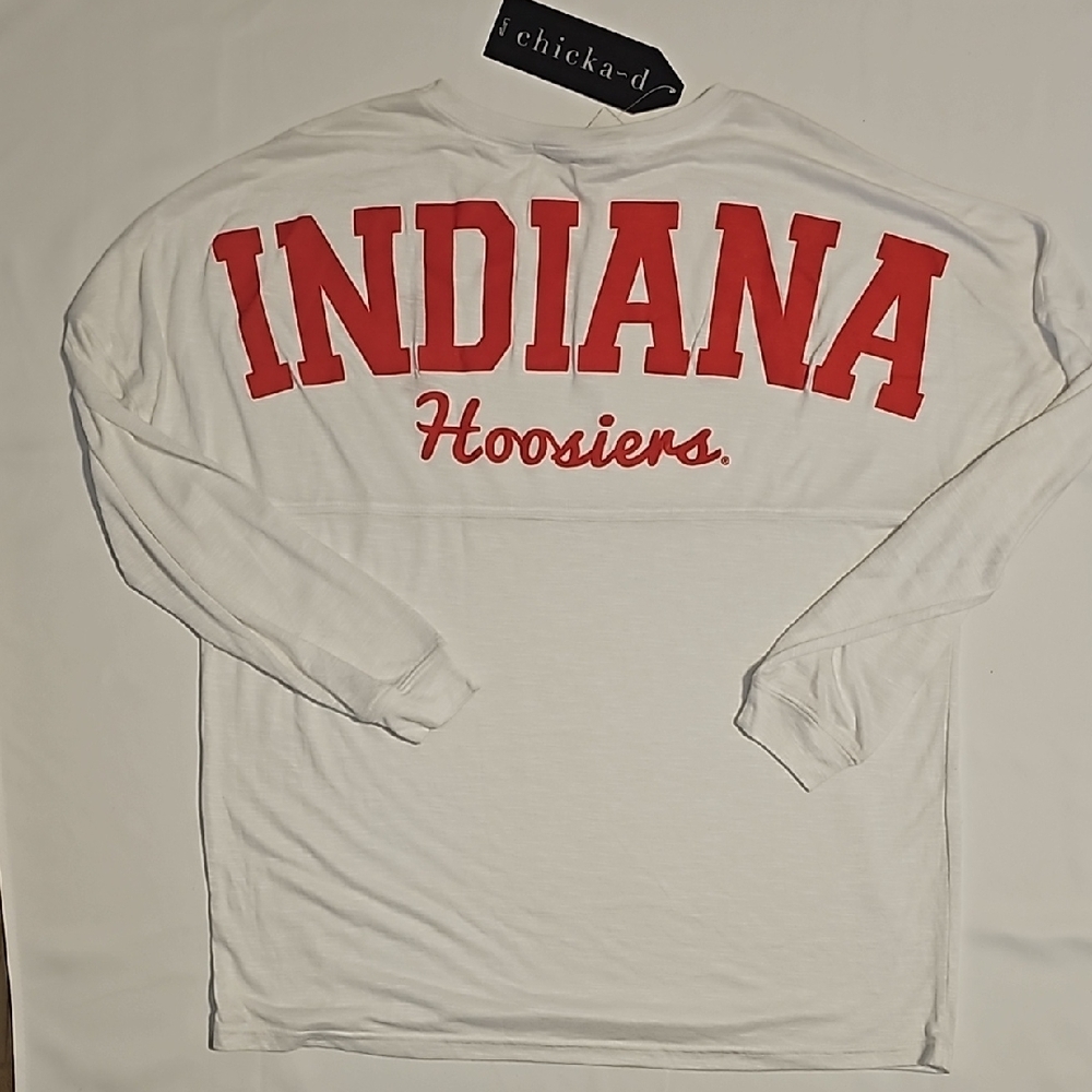 Chicka-d Indiana Hoosiers White Long Sleeve Shirt Sz L NWT